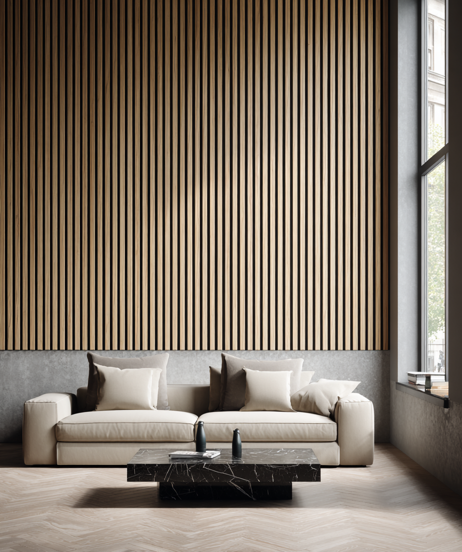 Natural Oak Wall Panel | Luxury 3-Sided Wood Veneer